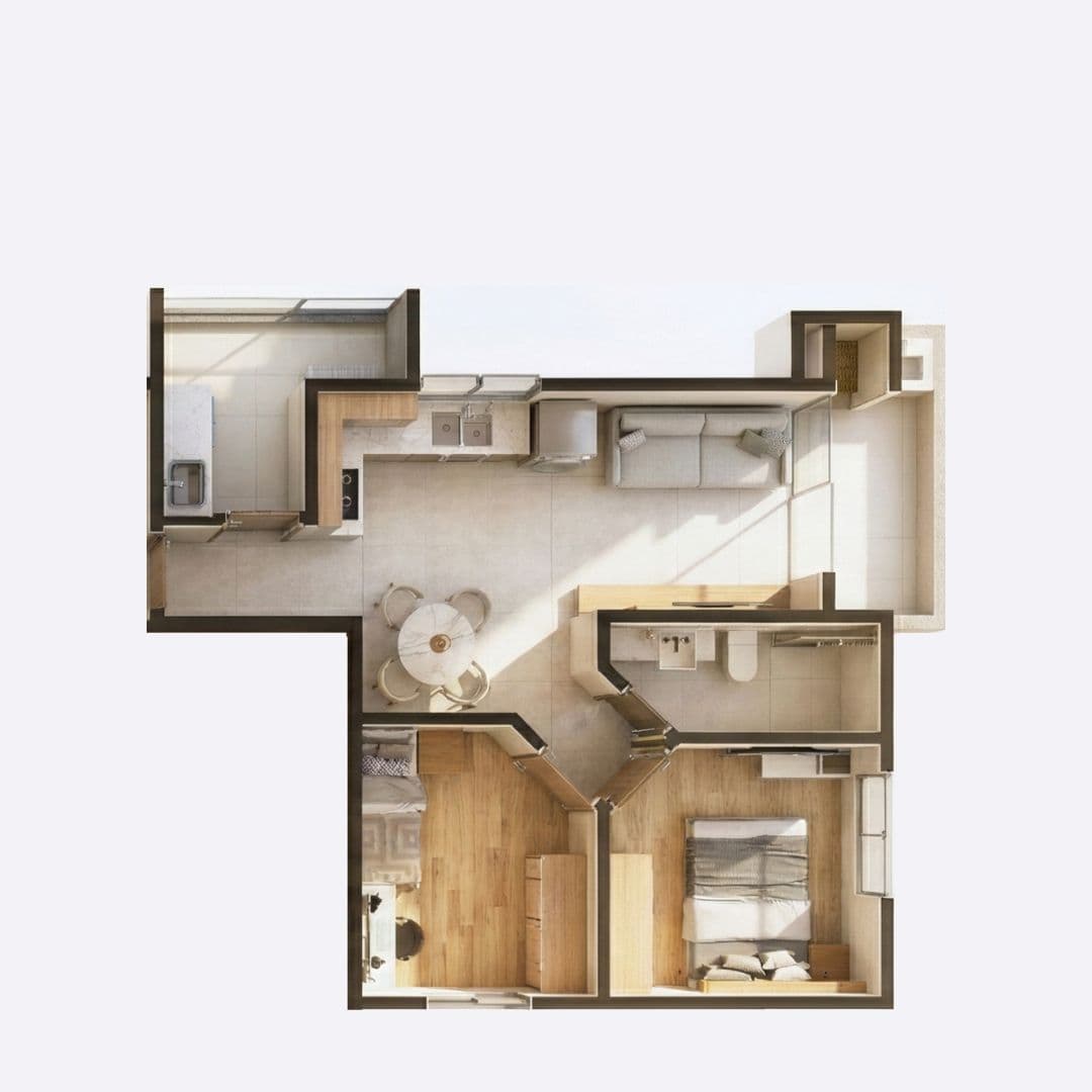 Planta do Ágata — Planta 1 · 56 m² — Apartamento na planta no bairro Aventureiro em Joinville