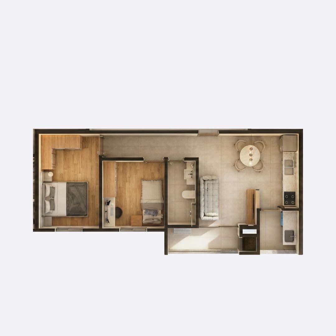 Planta do Ágata — Planta 2 · 55 m² — Apartamento na planta no bairro Aventureiro em Joinville