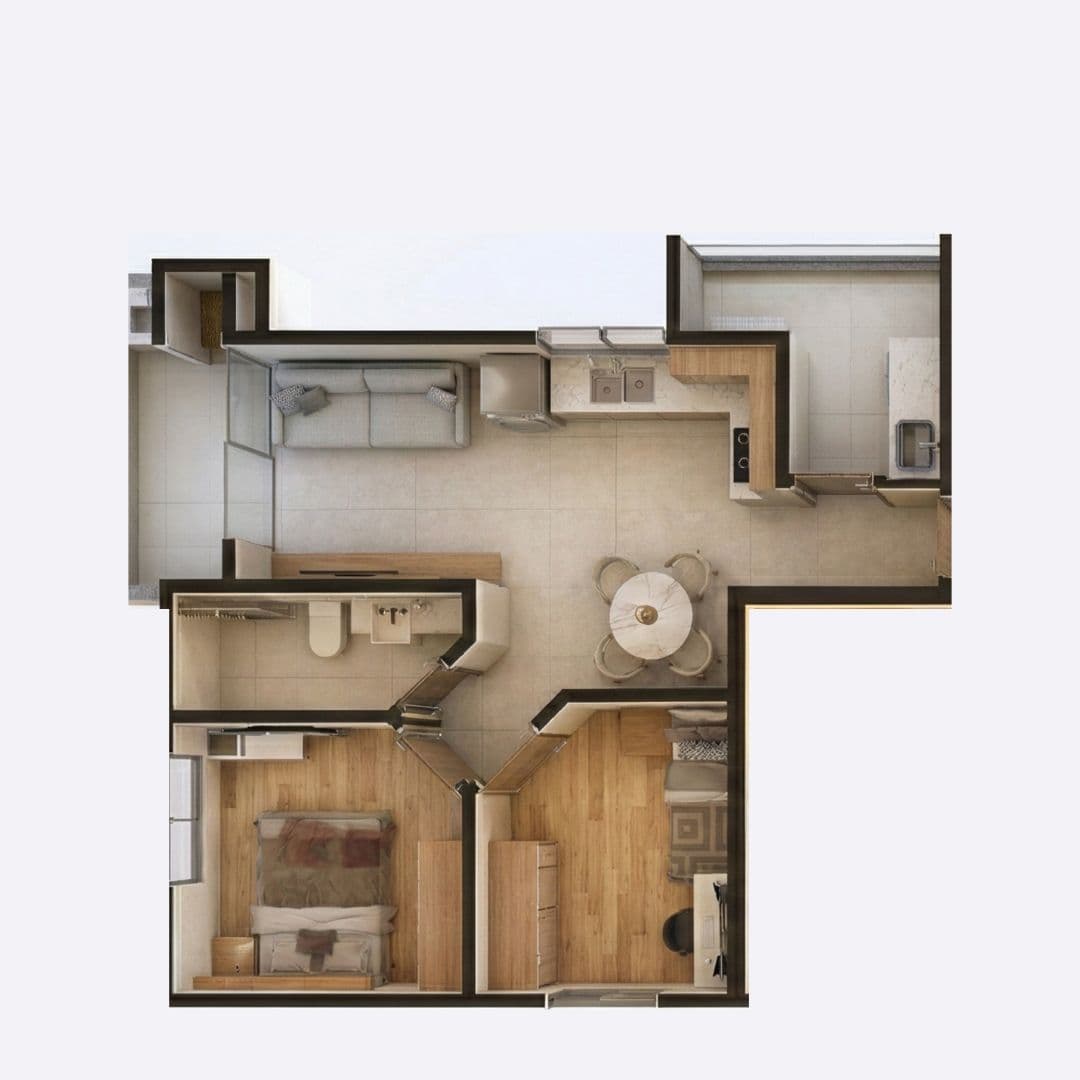 Planta do Ágata — Planta 3 · 56 m² — Apartamento na planta no bairro Aventureiro em Joinville