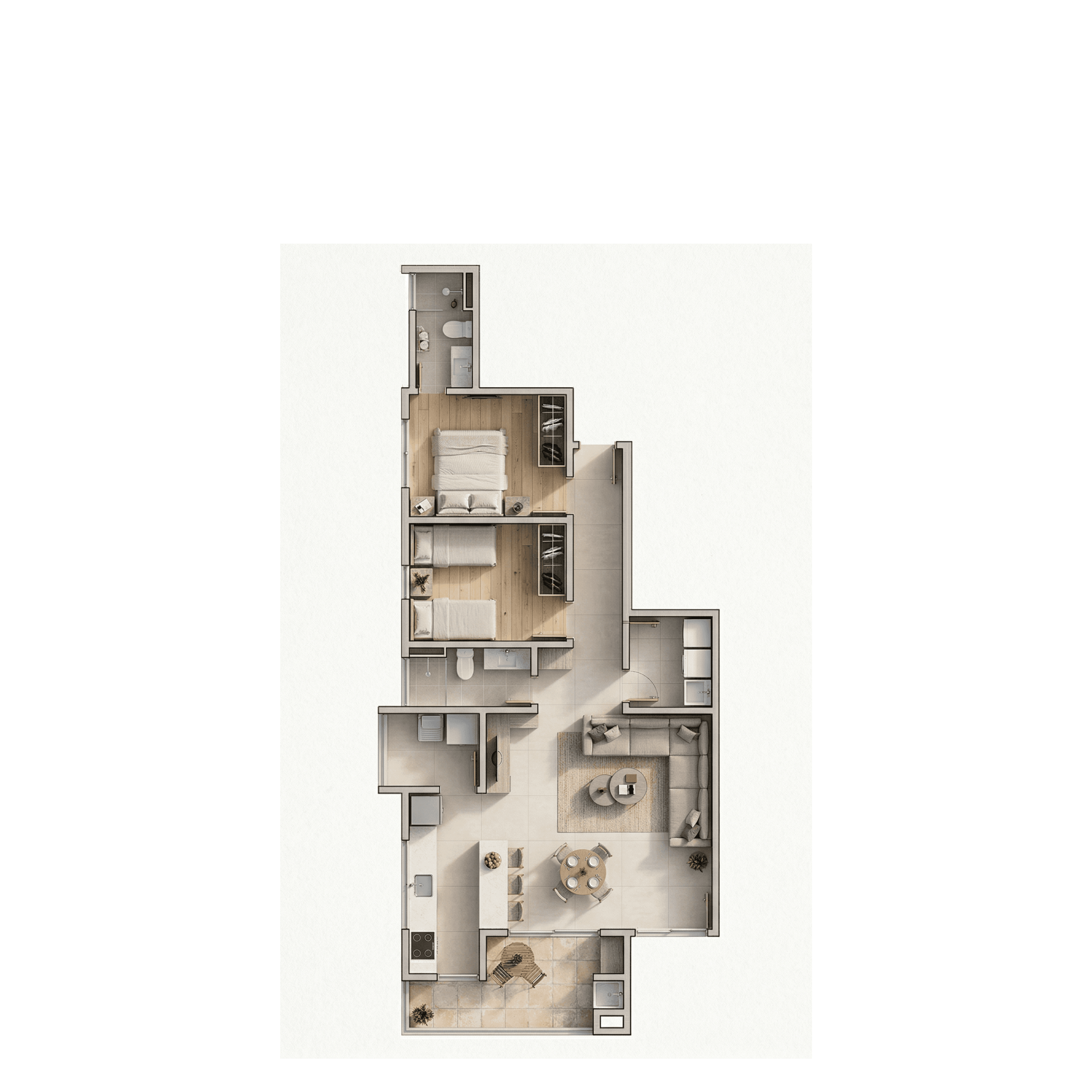 Planta do Pérola — Planta 1 · 68 m² — Apartamento na planta no bairro Bom Retiro em Joinville