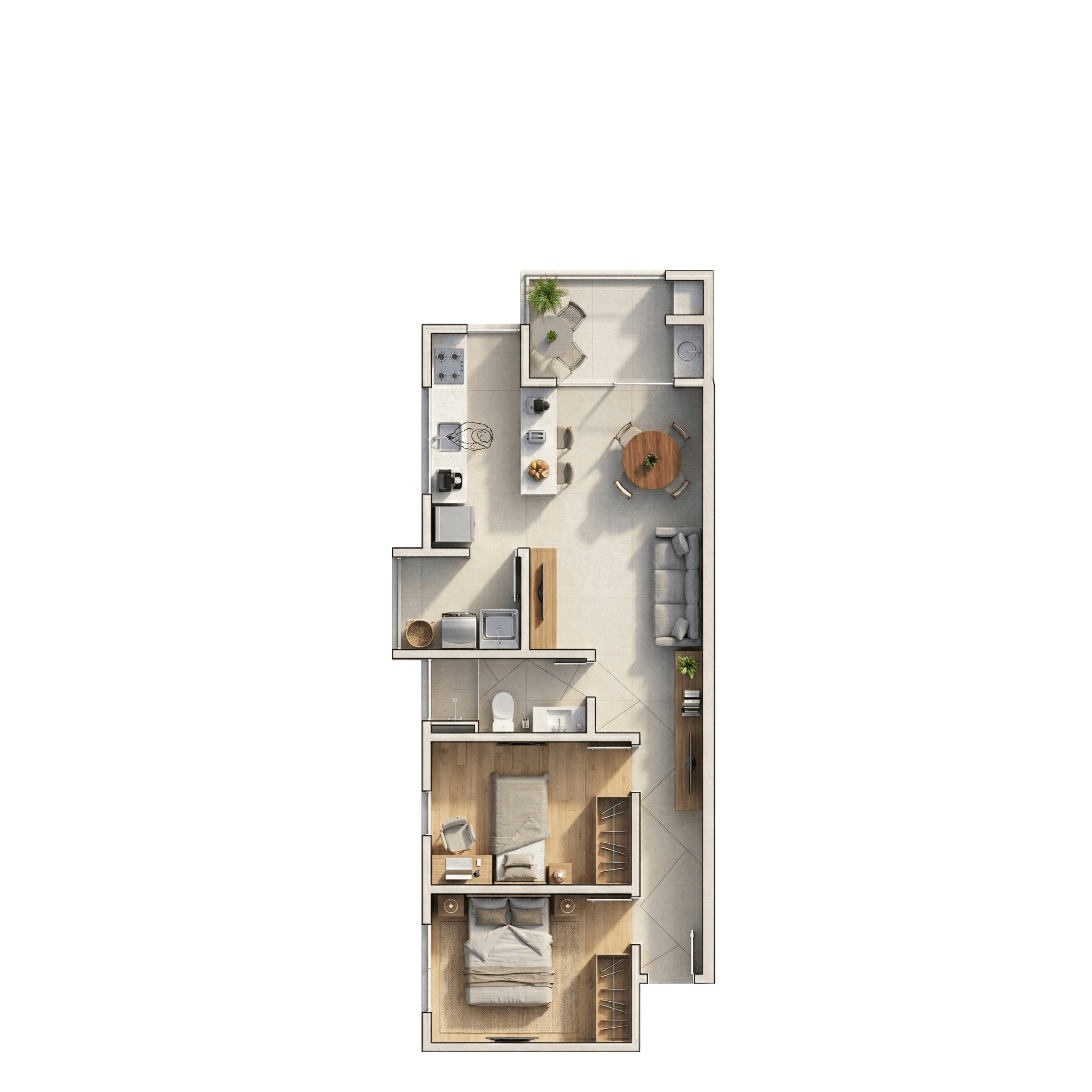 Planta do Pérola — Planta 3 · 60 m² — Apartamento na planta no bairro Bom Retiro em Joinville