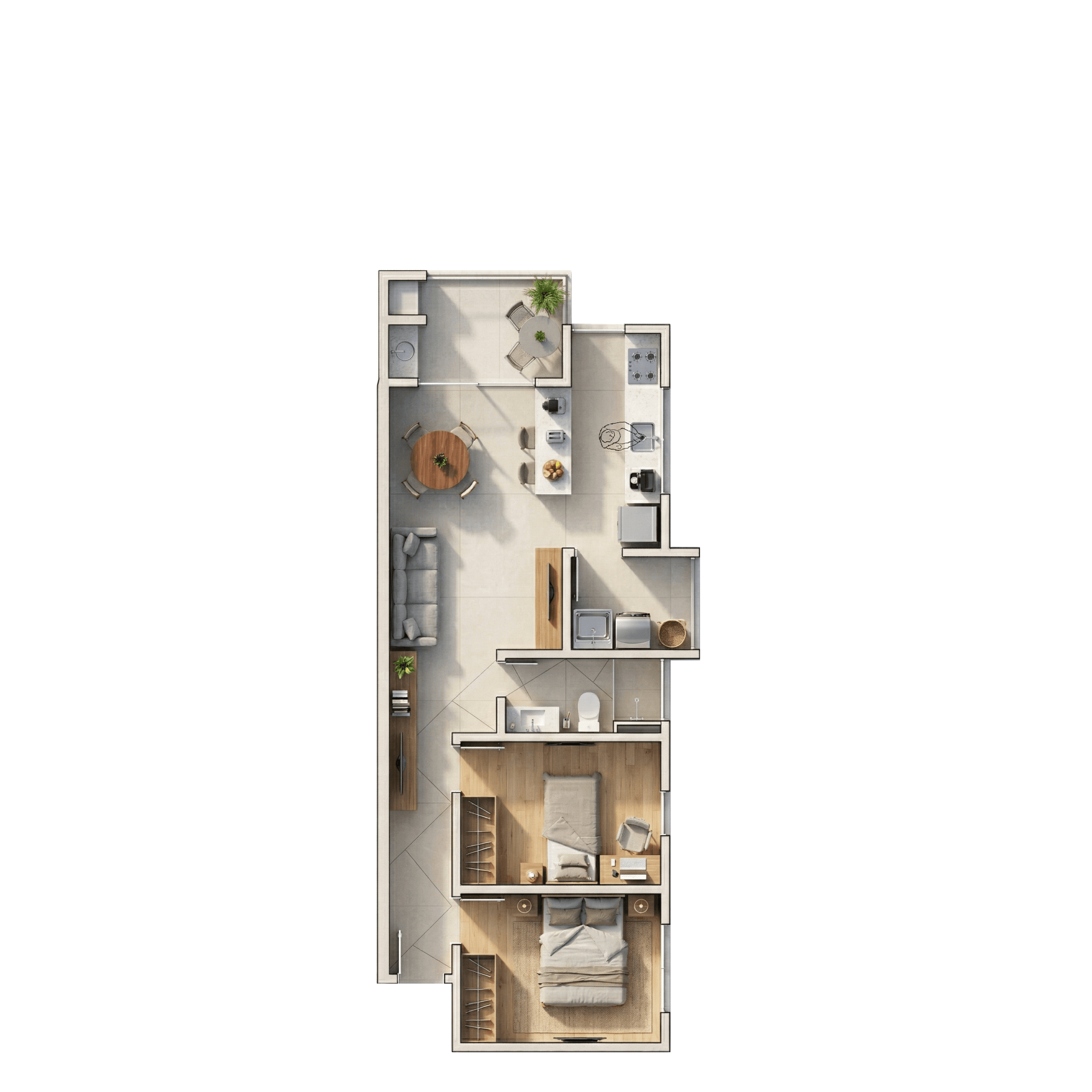 Planta do Pérola — Planta 4 · 61 m² — Apartamento na planta no bairro Bom Retiro em Joinville