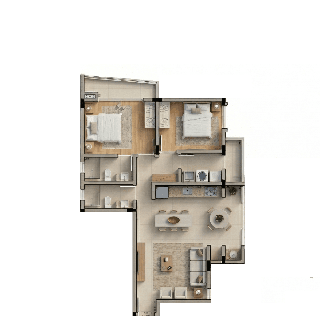 Planta do Rubi — Planta 1 · 90 m² — Apartamento na planta no bairro Bom Retiro em Joinville