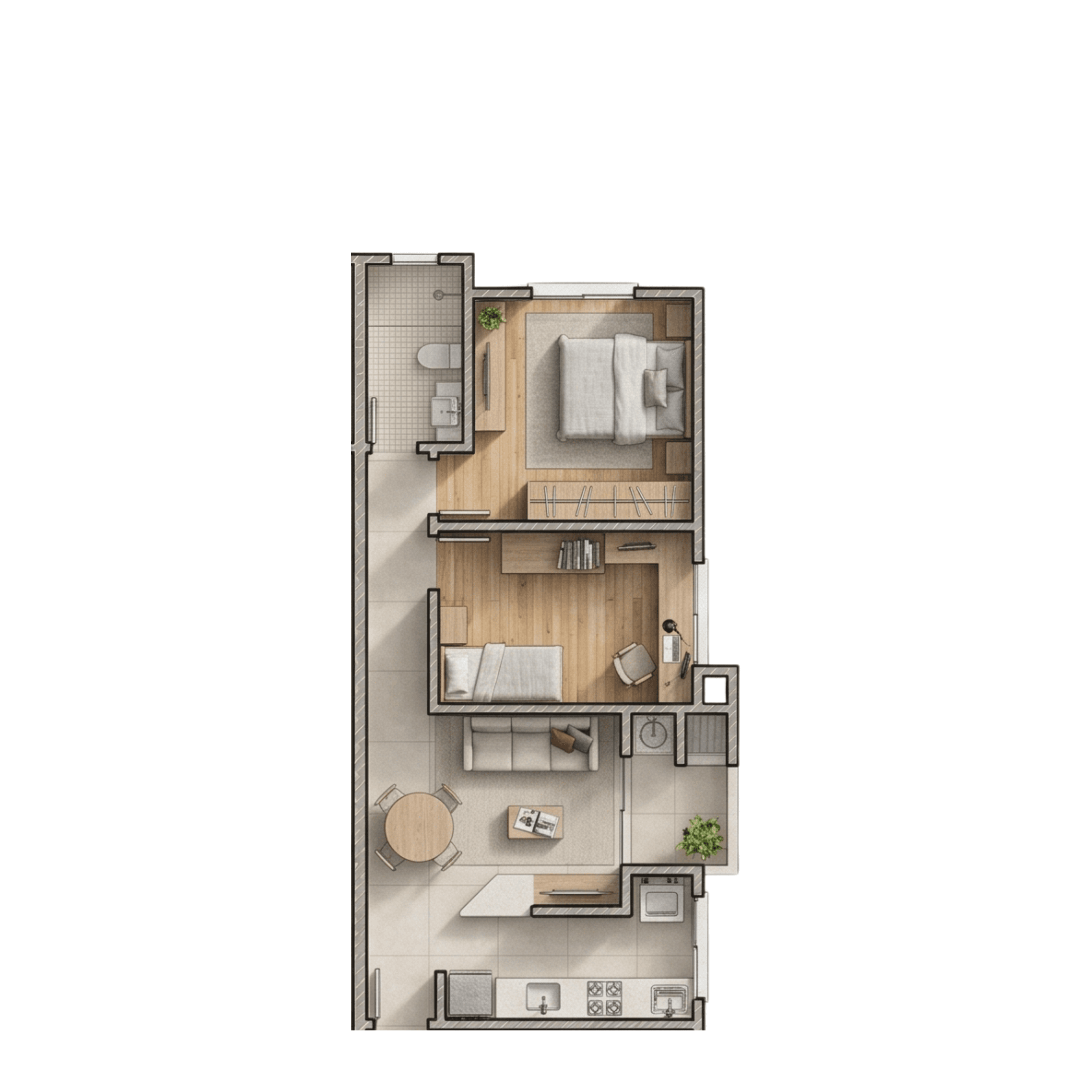 Planta do Vitória — Planta 1 · 50 m² — Apartamento na planta no bairro Aventureiro em Joinville