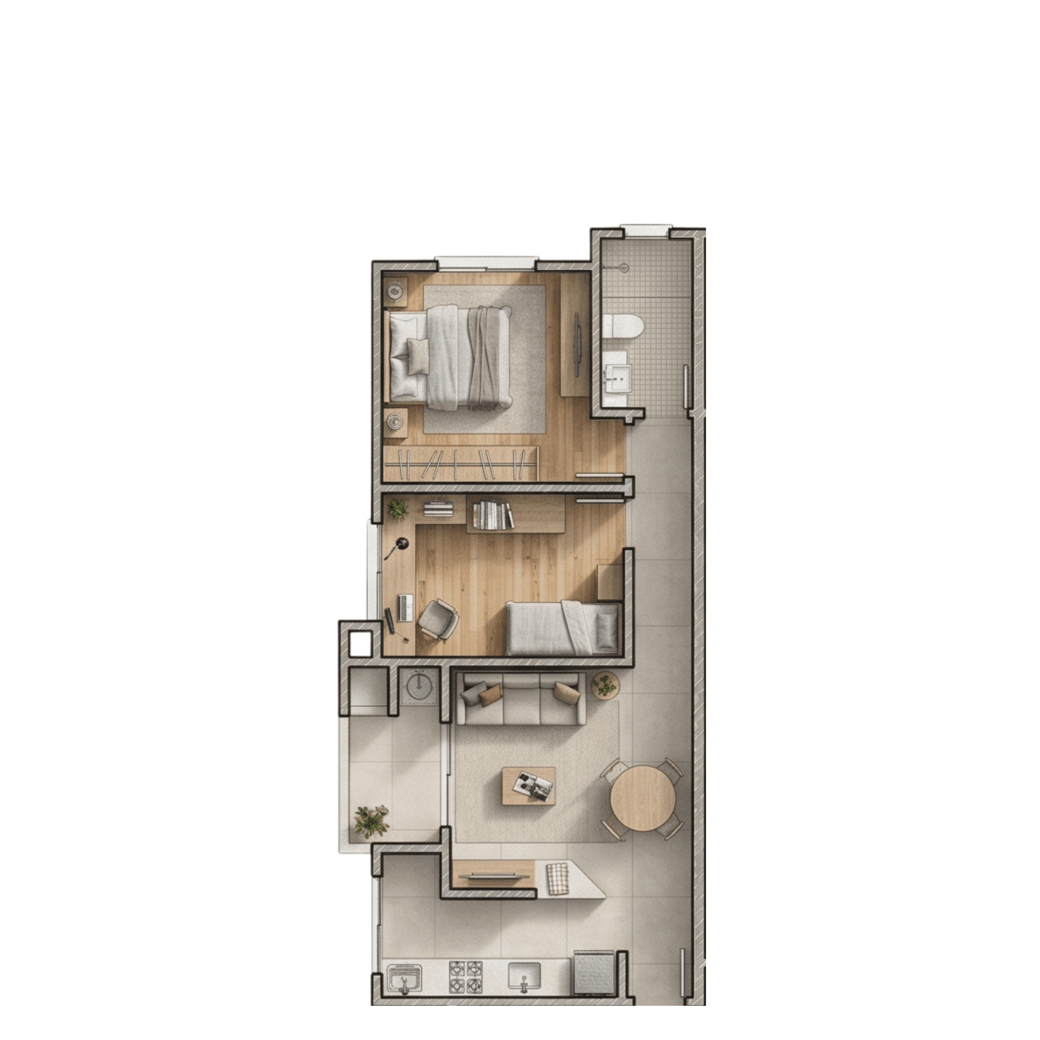 Planta do Vitória — Planta 2 · 50 m² — Apartamento na planta no bairro Aventureiro em Joinville