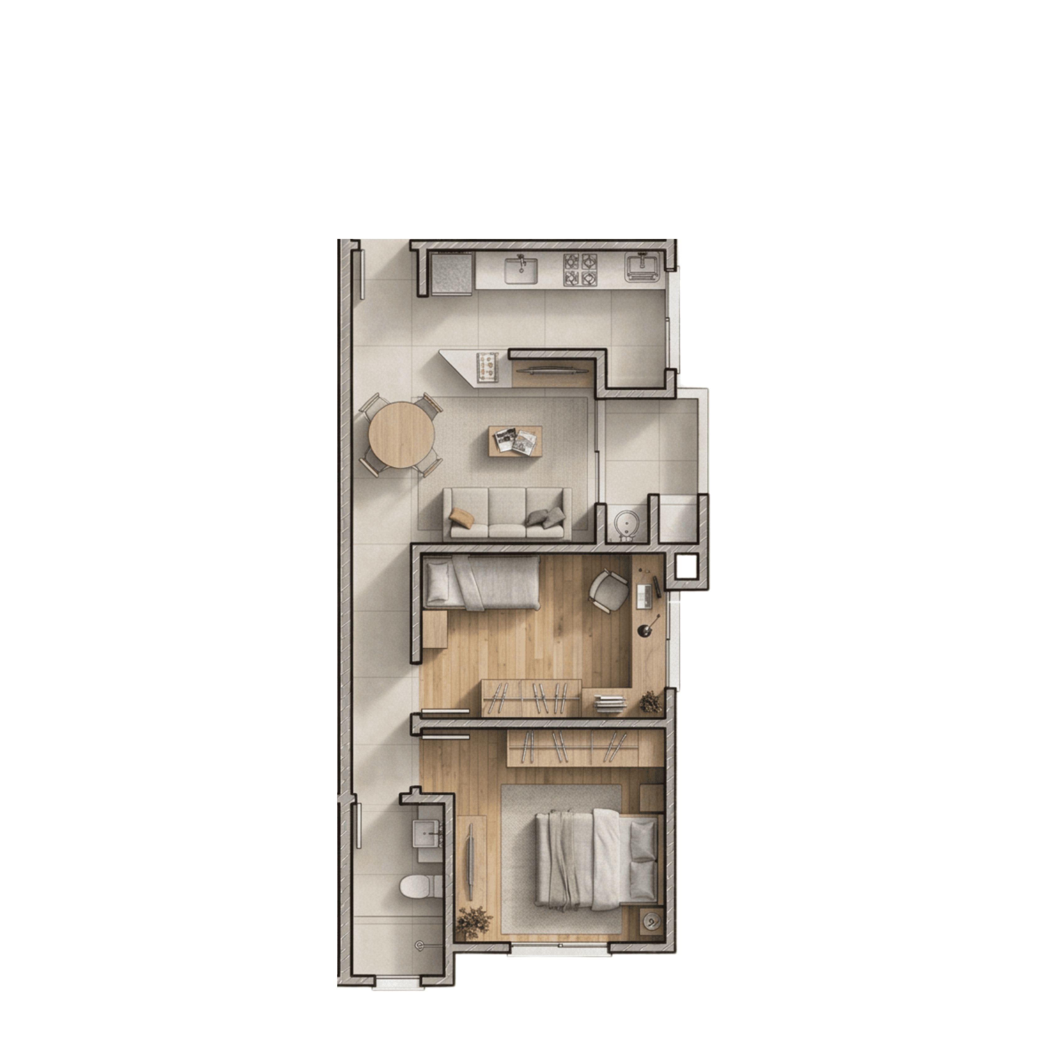 Planta do Vitória — Planta 3 · 49 m² — Apartamento na planta no bairro Aventureiro em Joinville