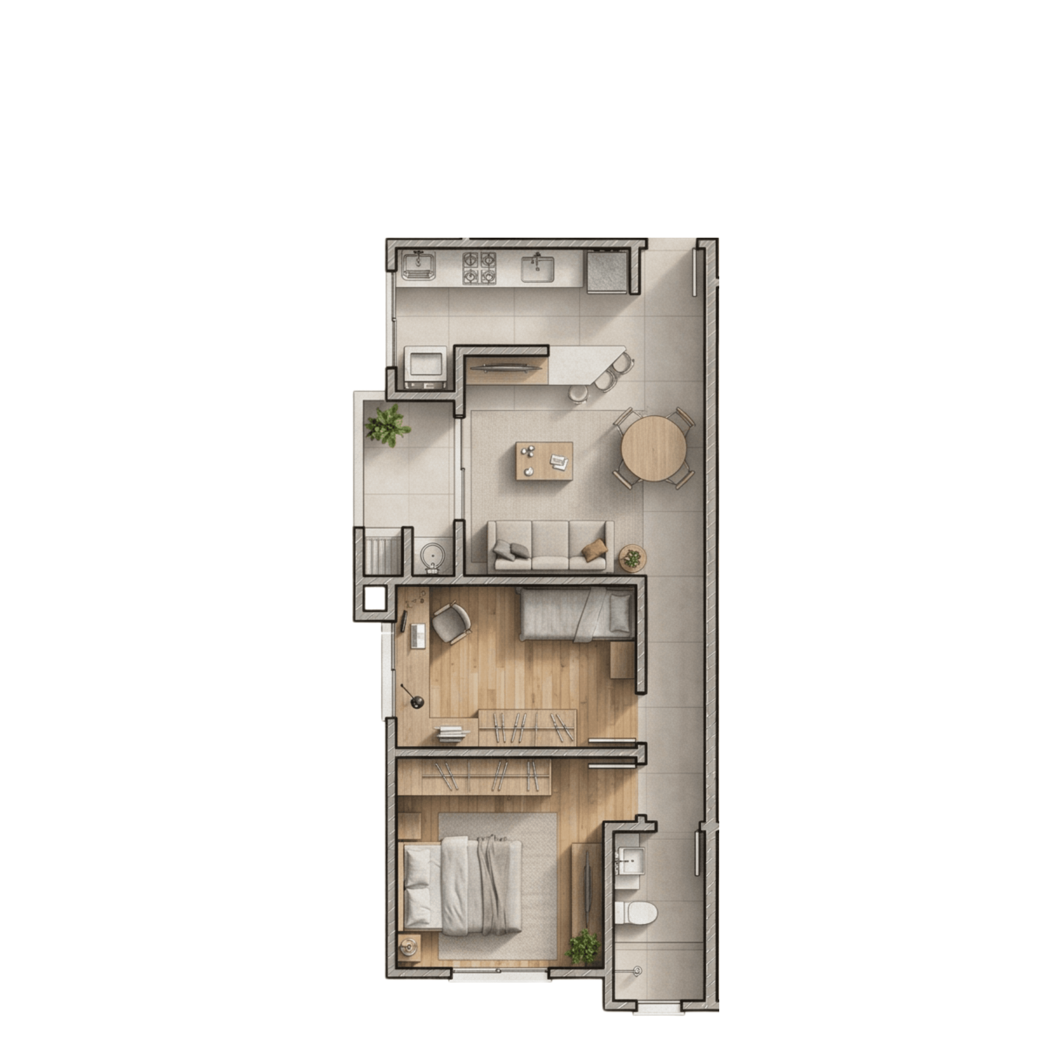 Planta do Vitória — Planta 4 · 49 m² — Apartamento na planta no bairro Aventureiro em Joinville