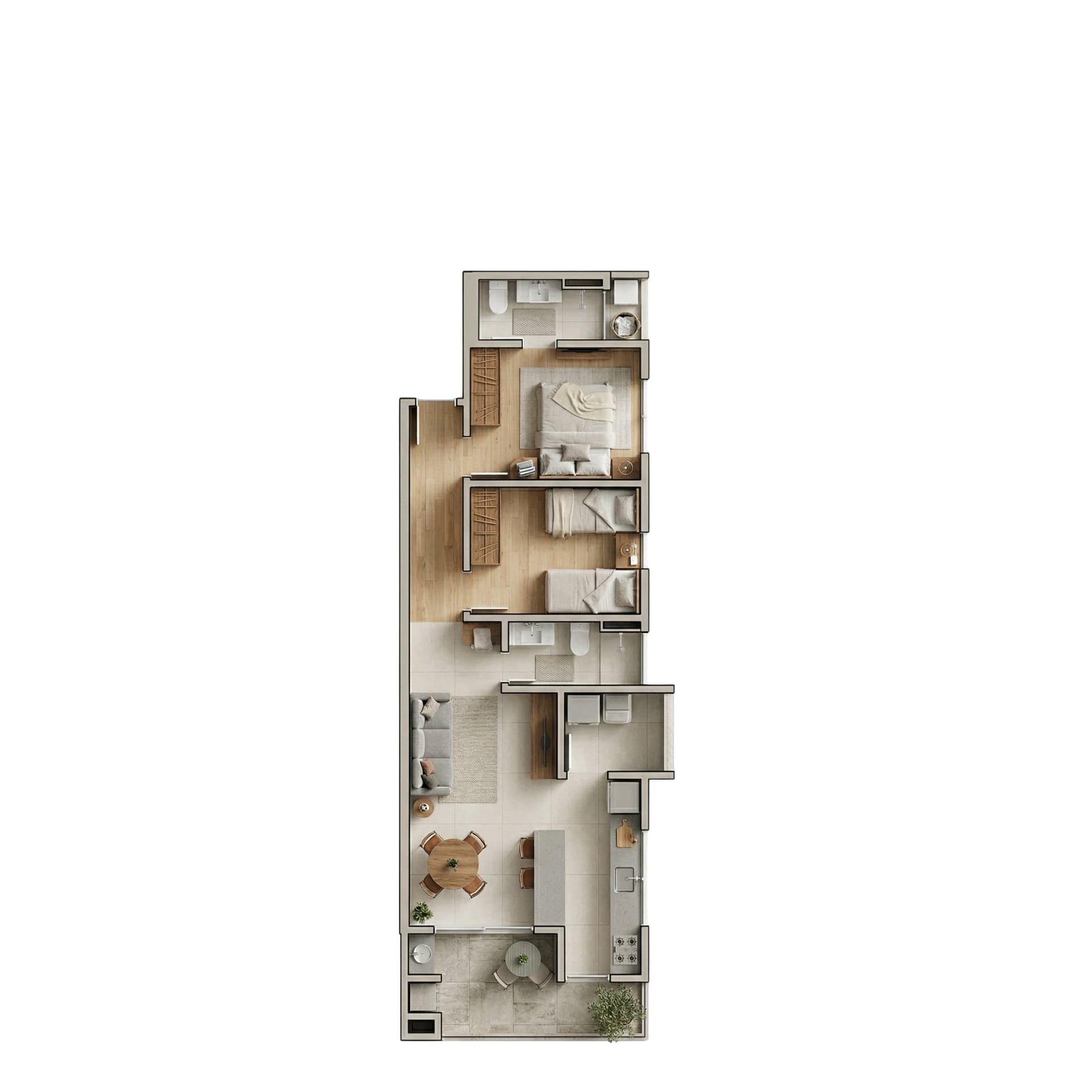Planta do Pérola — Planta 2 · 65 m² — Apartamento na planta no bairro Bom Retiro em Joinville
