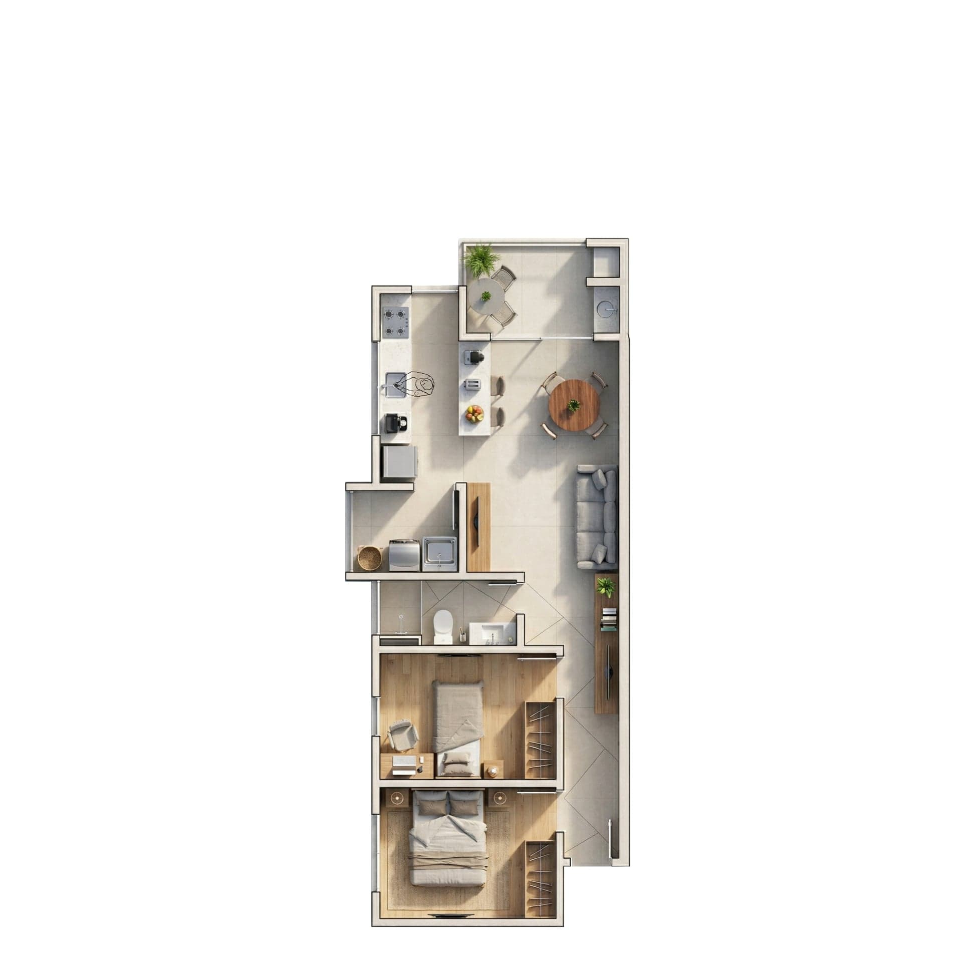Planta do Pérola — Planta 3 · 60 m² — Apartamento na planta no bairro Bom Retiro em Joinville