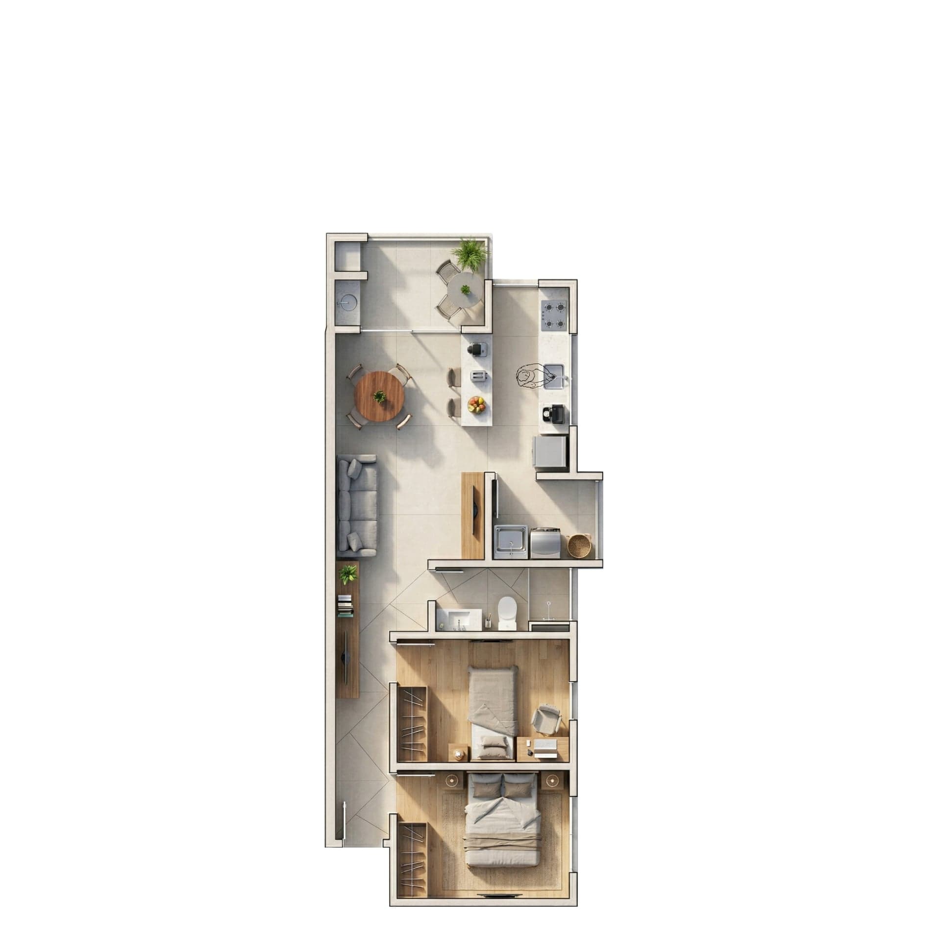 Planta do Pérola — Planta 4 · 61 m² — Apartamento na planta no bairro Bom Retiro em Joinville