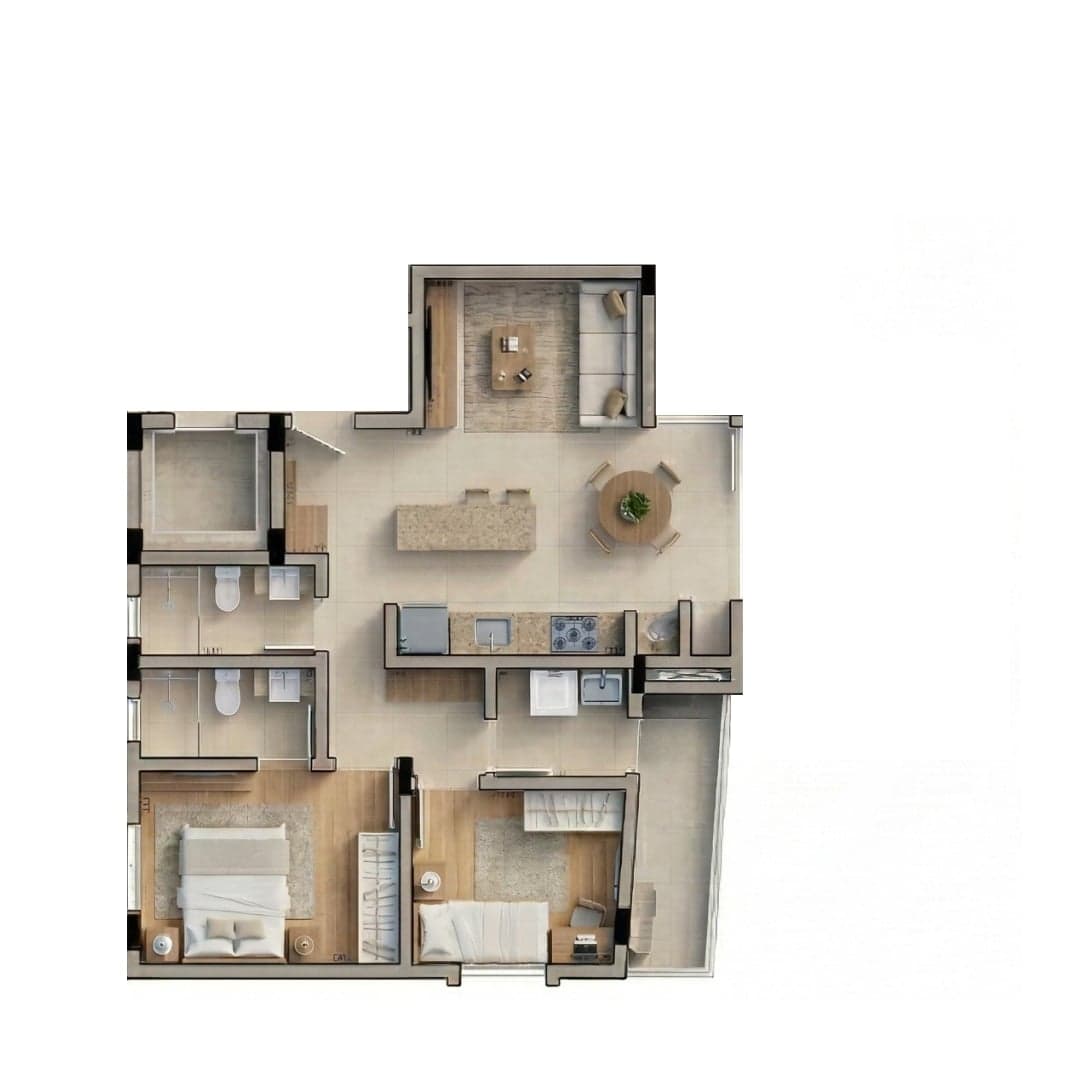 Planta do Rubi — Planta 2 · 65 m² — Apartamento na planta no bairro Bom Retiro em Joinville