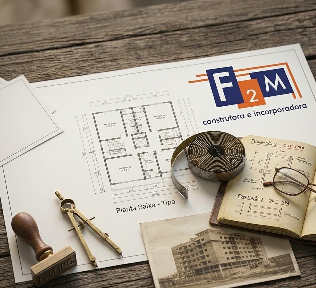 Planta baixa e documentos históricos da F2M Incorporadora desde 1996