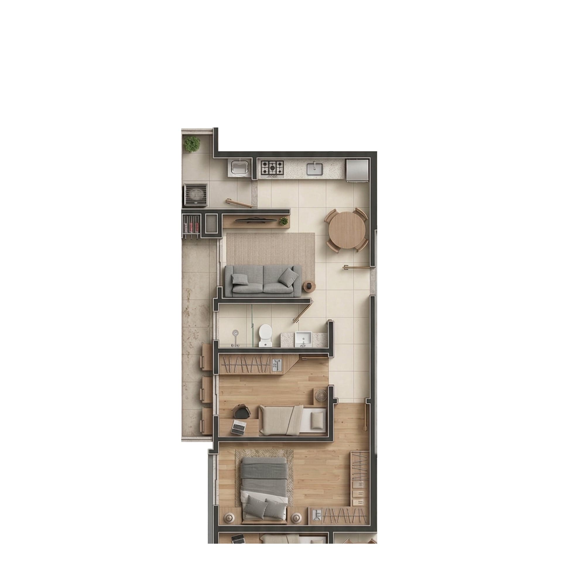 Planta do Topázio — Planta 2 · 55 m² — Apartamento na planta no bairro Iririú em Joinville